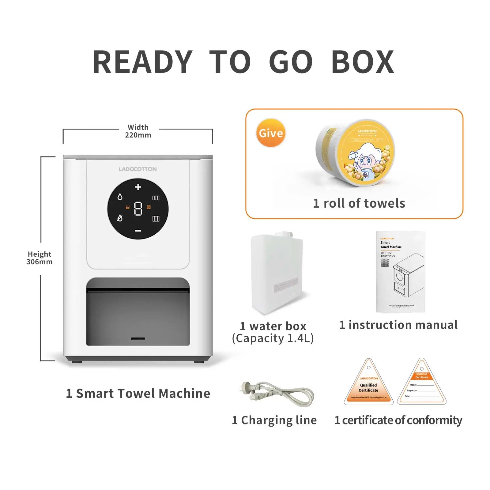 LADOCOTTON Q6 - Commercial Grade Wipe Warmer and Wet Wipes Dispenser | One-Touch Hot/Cold Towel Warmer Machine Ladocotton