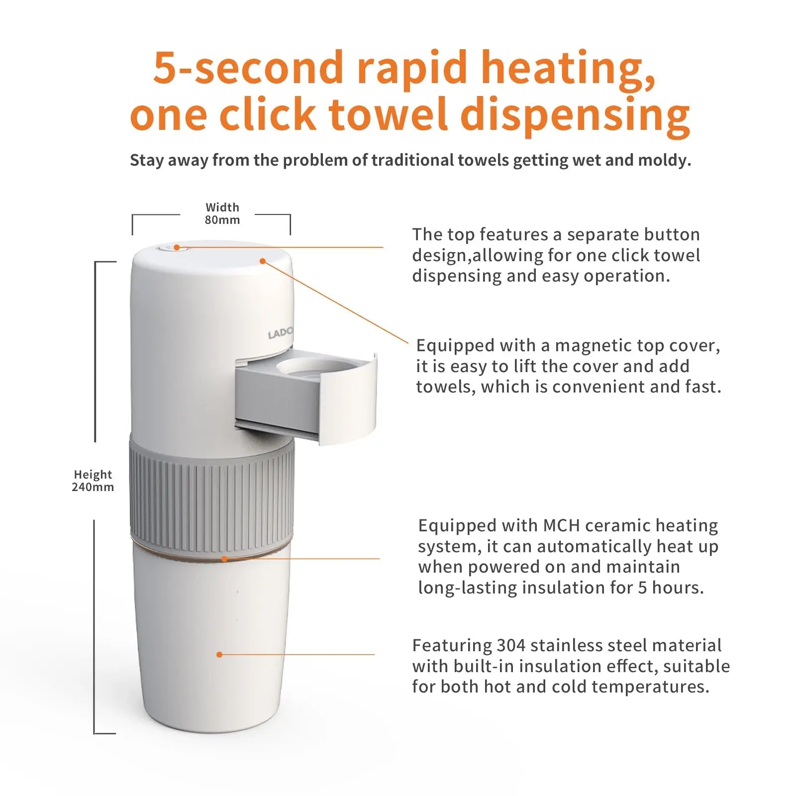 LADOCOTTON Portable Smart Towel Warmer Machine C8S - LADOCOTTON